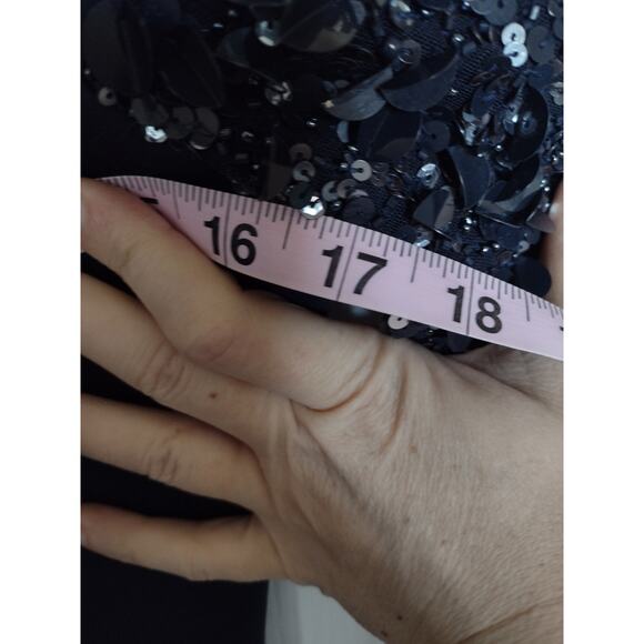Adrianna Papell Embellished Scuba Sheath Dress in Navy Size 6 - Picture 6 of 8